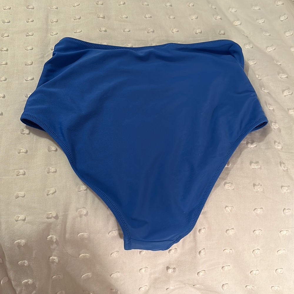 Aerie Bikini- Blue Long Line / High Waist Ruffle Ruched - Picture 7 of 8